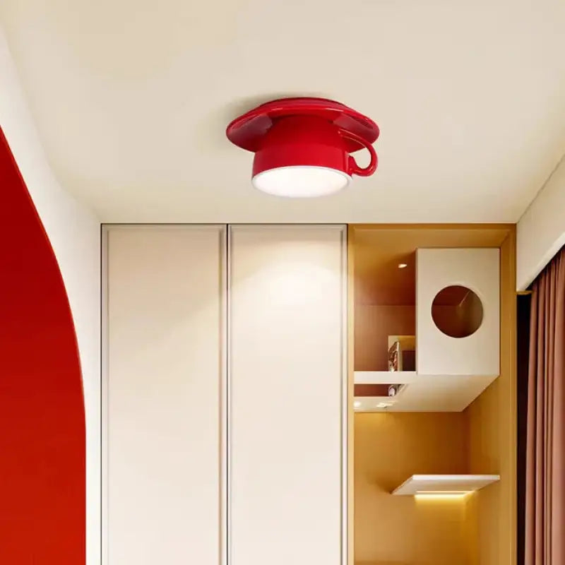 Plafonnier design moderne céramique rouge led ambiance chic