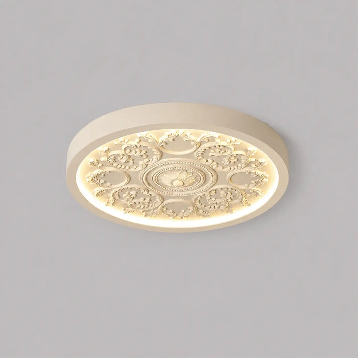 Plafonnier design rond cream coloré avec motif floral embossé pour luminaire plafonnier rostel