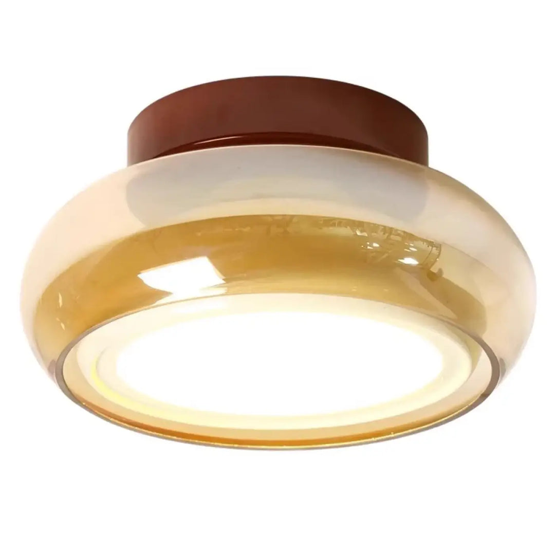 Plafonnier design rond en verre ambré style rétro chic