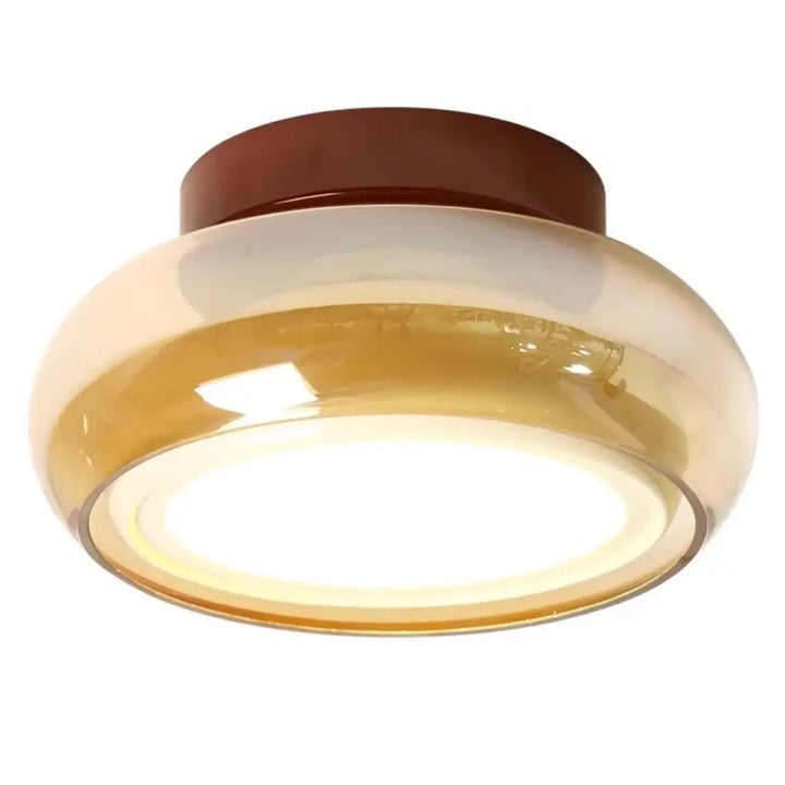 Plafonnier design rond en verre ambré style rétro chic