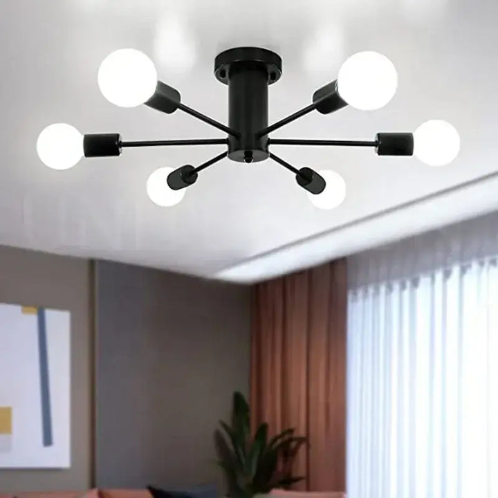 Plafonnier Doré Style Industriel À Ampoules Apparentes

