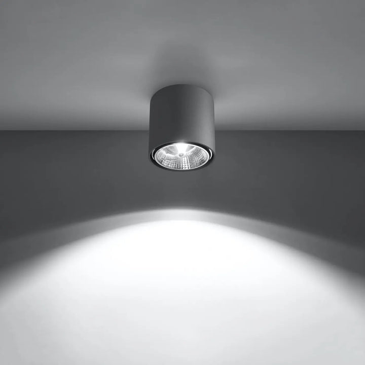 Luminaire plafonnier gris allumé