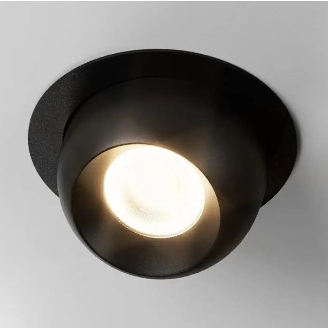 Plafonnier encastré tsika avec finition mate noire design minimaliste et orientation ajustable à led blanc chaud