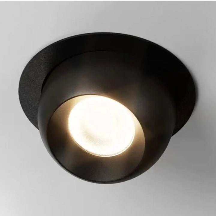 Plafonnier encastré tsika avec finition mate noire design minimaliste et orientation ajustable à led blanc chaud