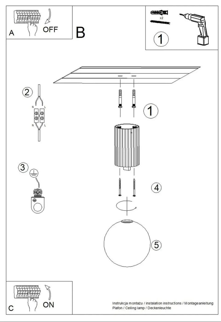 Luminaire plafonnier halo cylindrique col cannelé métal finition seize couleurs avec globe opalin base circulaire