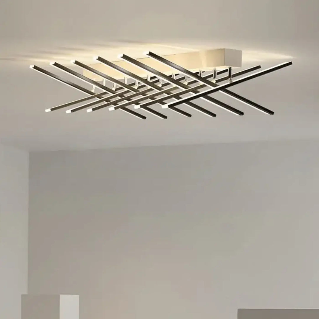 Led Graphics Ceiling LED Graphic Ceiling Light with Black Rods in a Rectangular Style – Lustria