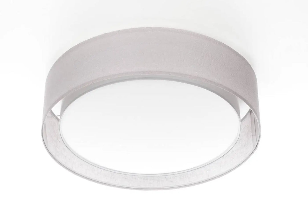 Plafonnier gris design circulaire avec diffuseur en verre dépoli et cadre en acrylique clair pu actuelement pu actuelement