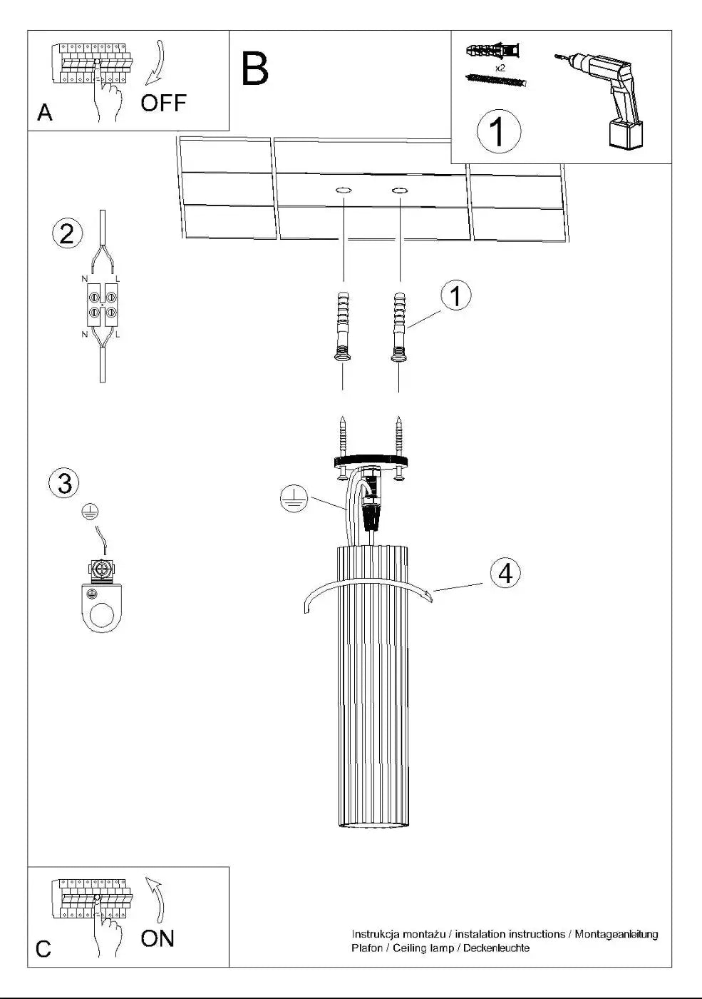 Luminaire plafonnier karbon 30 or avec ampoules gu10 interchangeables design minimaliste et rainures verticales