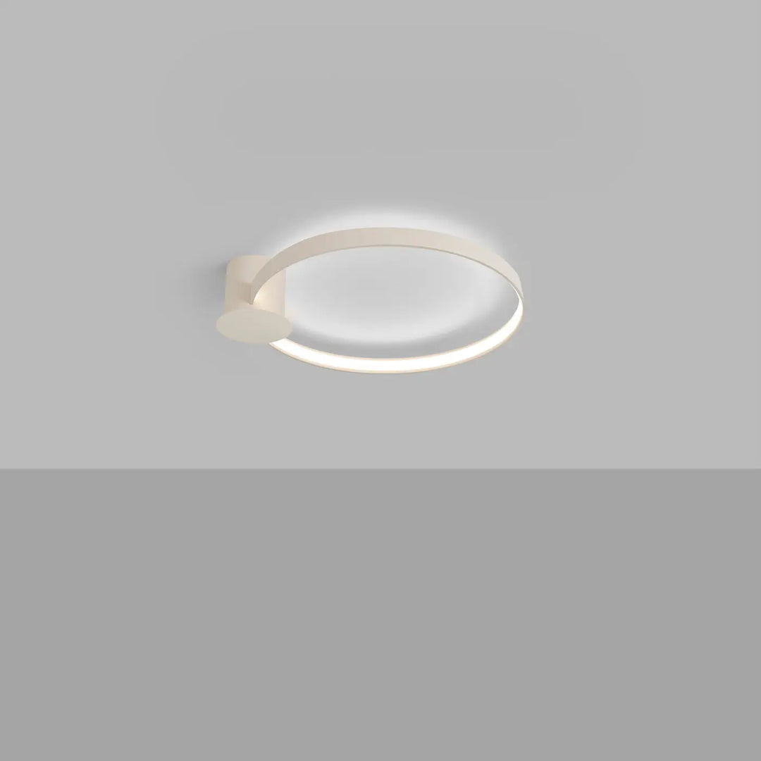 Plafonnier anneau RIO beige allumée, au plafond