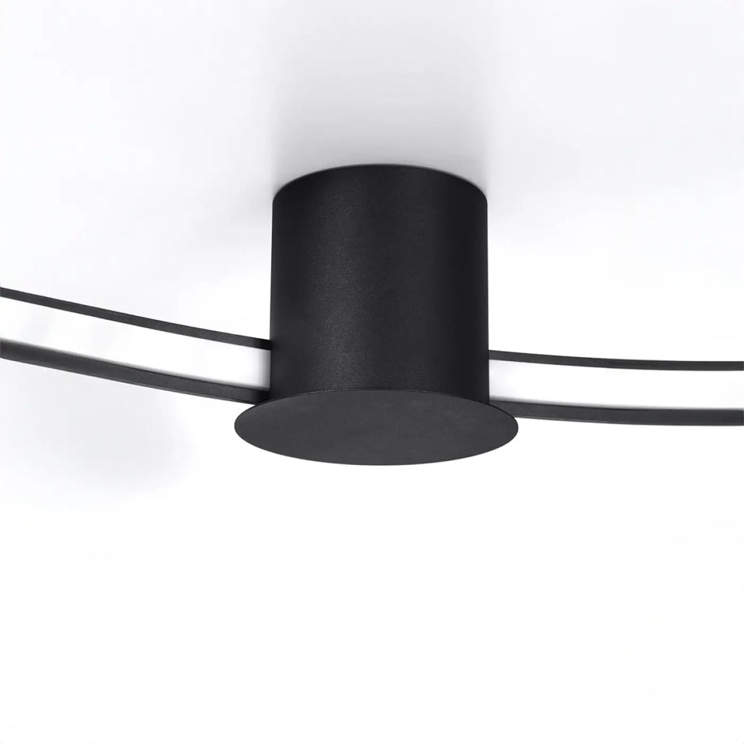 Luminaire plafonnier rio noir cylindre avec anneau daluminium et cercle lumineux minimaliste led