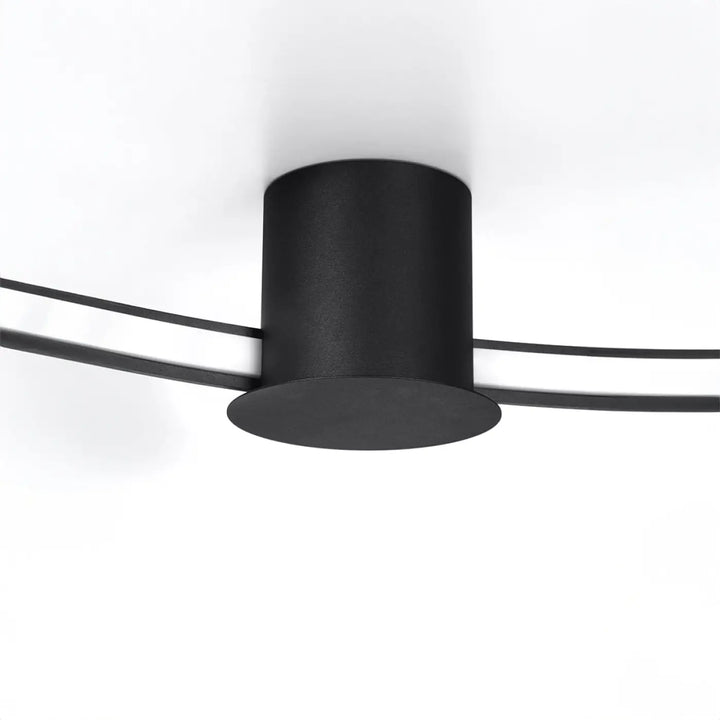Luminaire plafonnier rio noir cylindre avec anneau daluminium et cercle lumineux minimaliste led