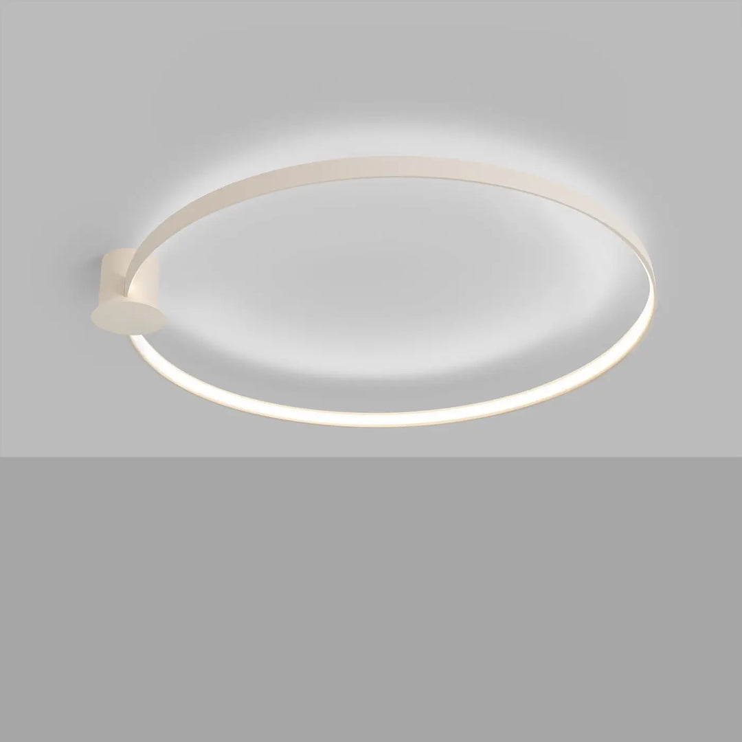 Plafonnier anneau RIO beige allumée, au plafond