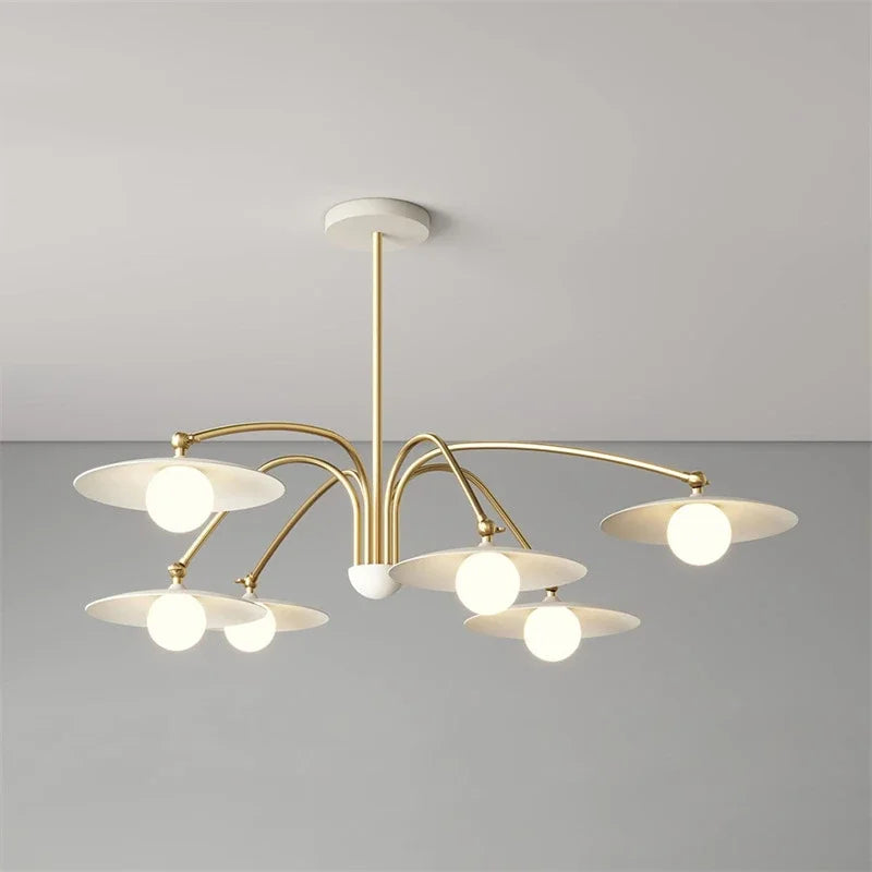 Plafonnier led art déco blanc et doré à bras pivotants