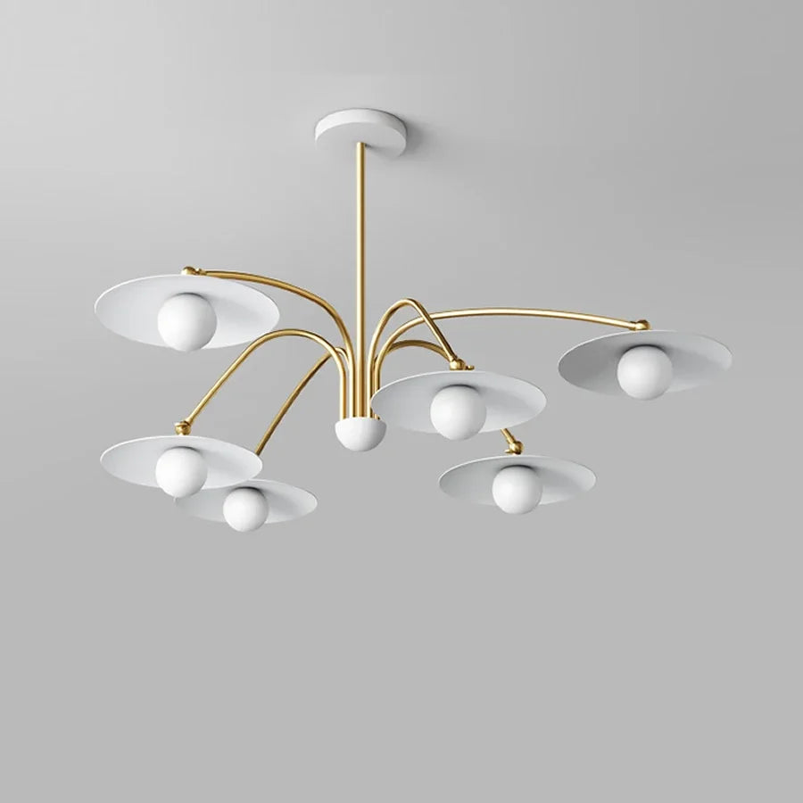 Plafonnier led art déco blanc et doré à bras pivotants