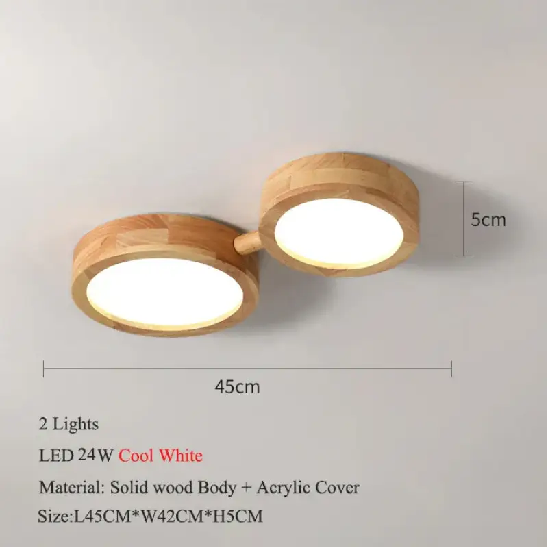 Plafonnier led en bois au style scandinave multi spot moderne
