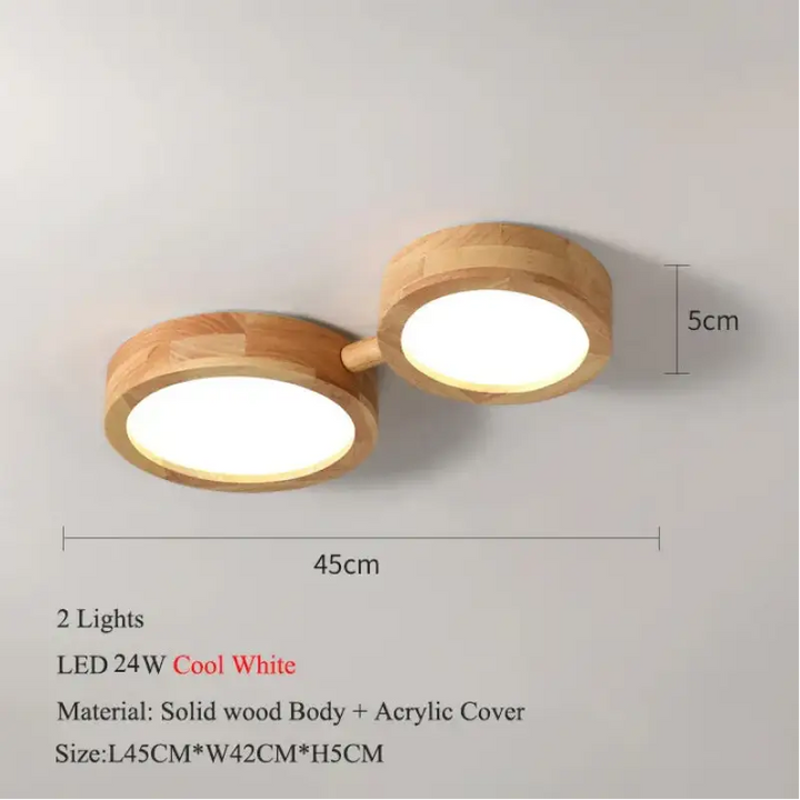 Plafonnier led en bois au style scandinave multi spot moderne