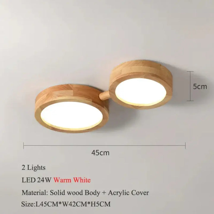 Plafonnier led en bois au style scandinave multi spot moderne