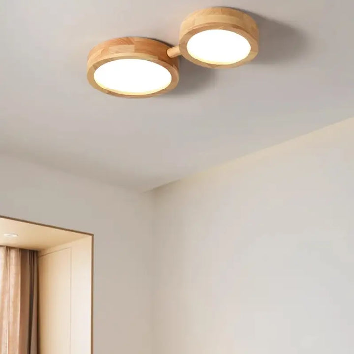 Plafonnier led en bois au style scandinave multi spot moderne