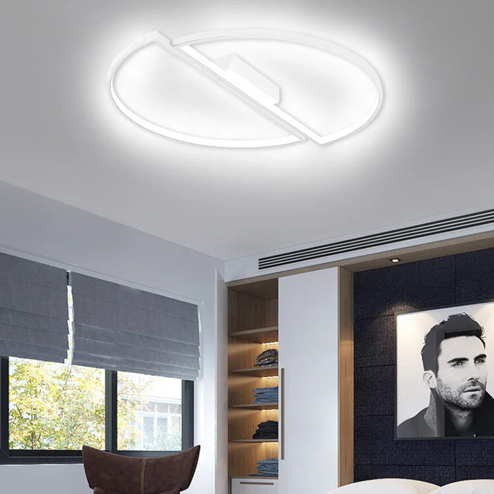Plafonnier led cercle design moderne noir et blanc élégant