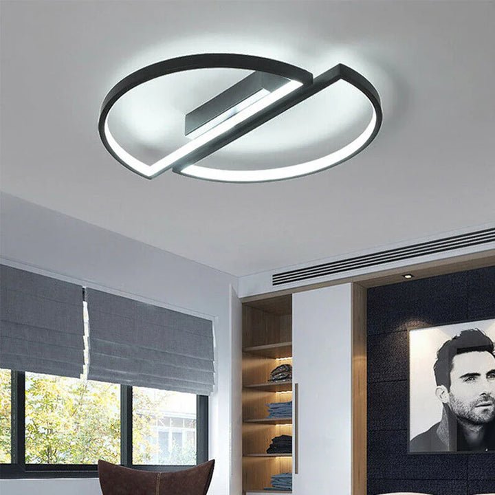 Plafonnier led cercle design moderne noir et blanc élégant