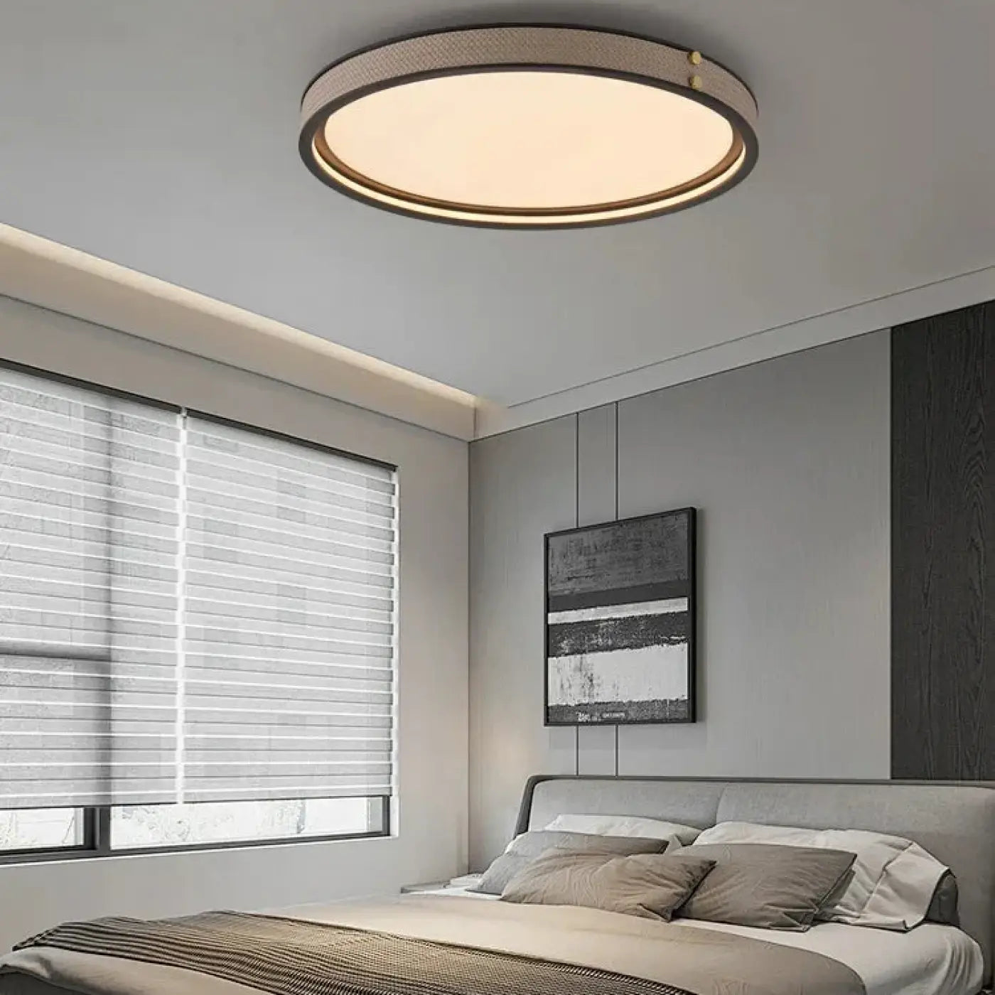 Beige Circular LED Ceiling Light Modern Elegance Style Beige – Lustria