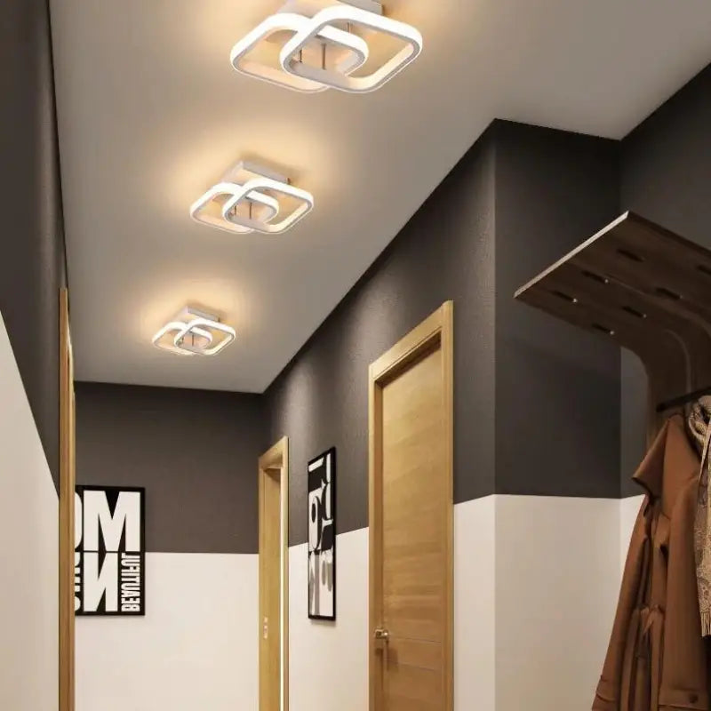Plafonnier LED Couloir Design à Carrés Entrelacés