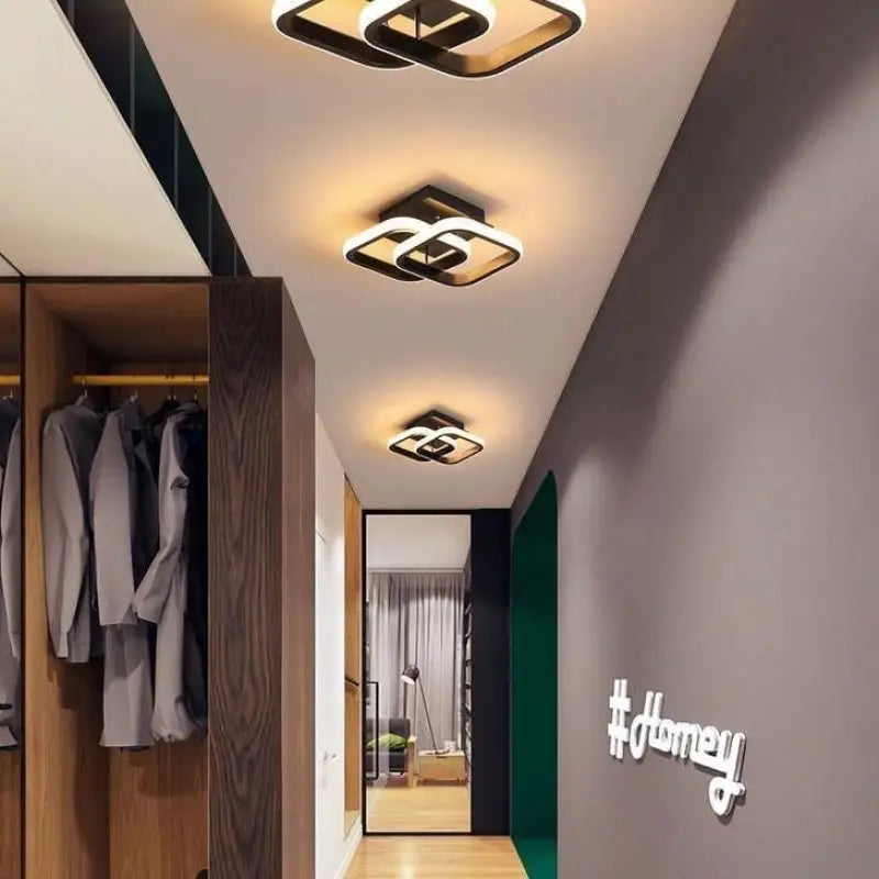 Plafonnier LED Couloir Design à Carrés Entrelacés