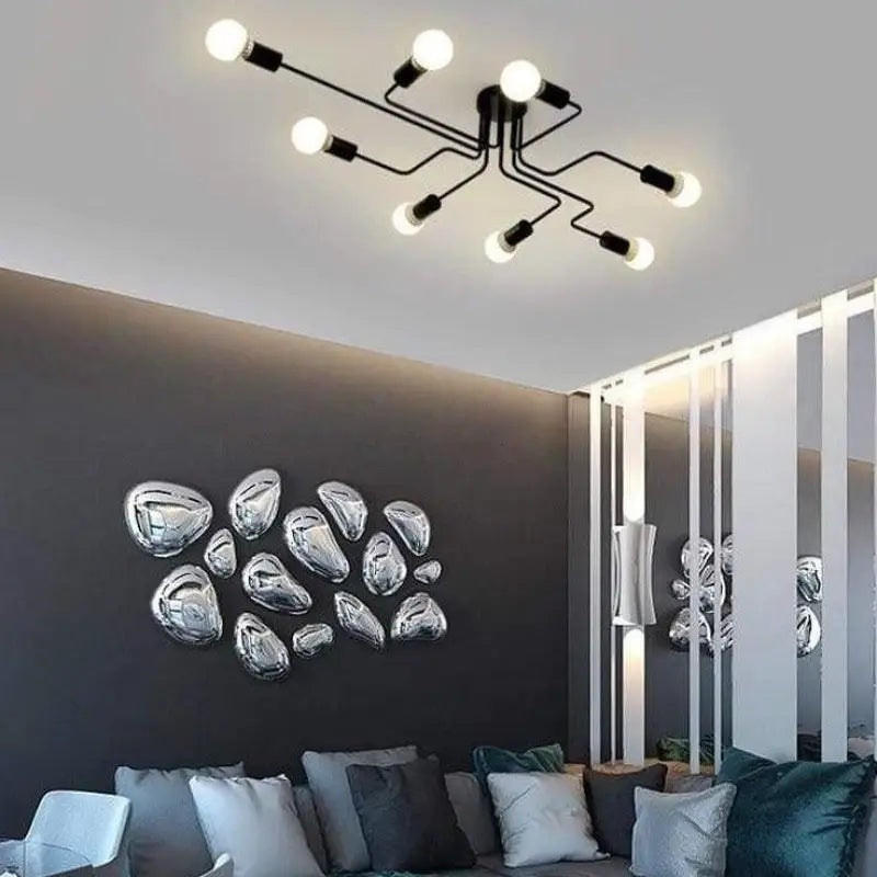 Plafonnier LED Design Noir à Bras Déstructurés