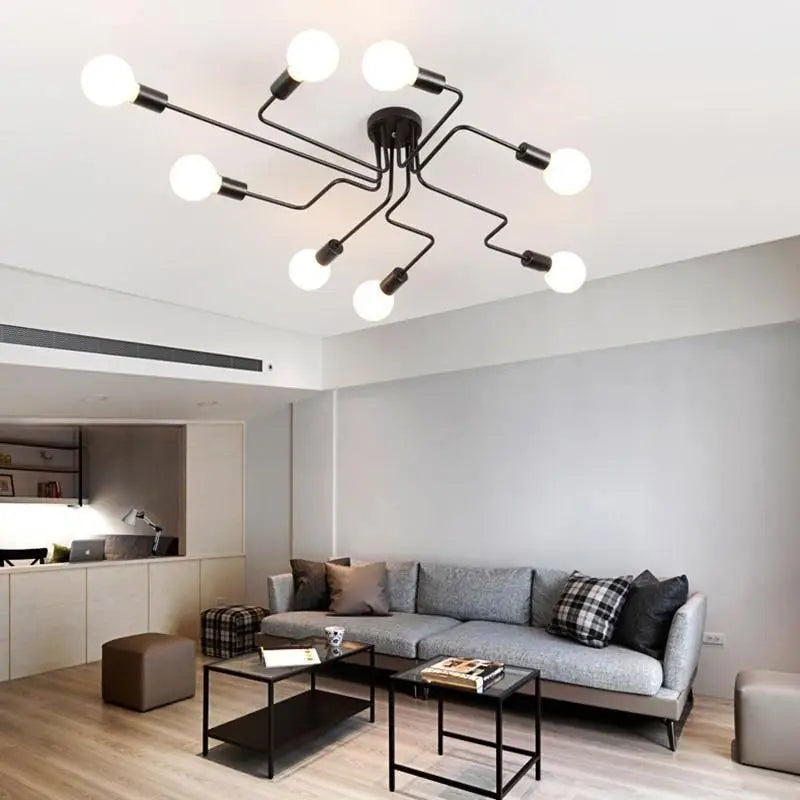 Plafonnier LED Design Noir à Bras Déstructurés