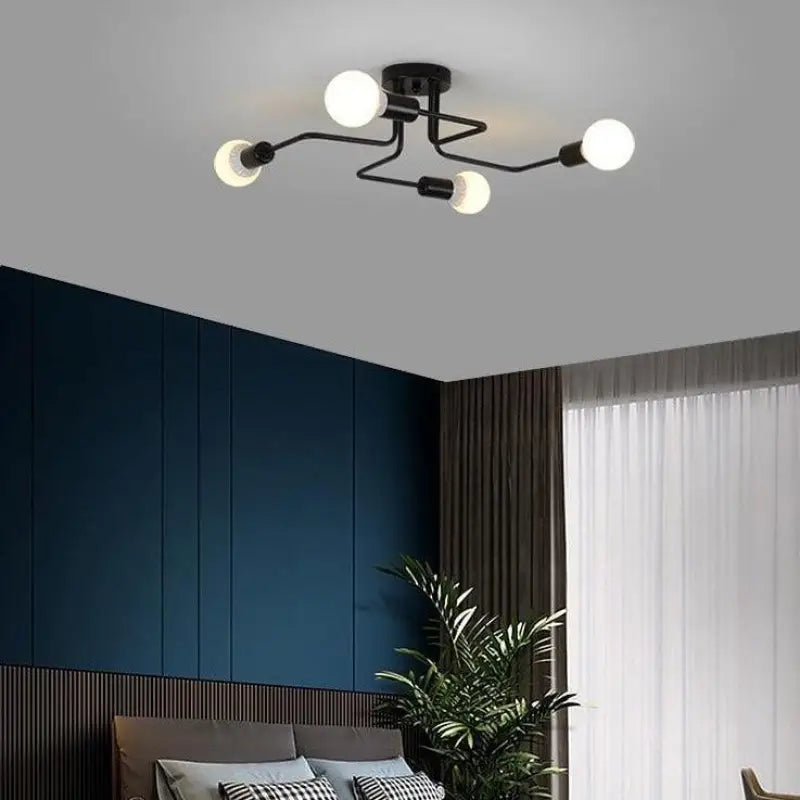 Plafonnier LED Design Noir à Bras Déstructurés