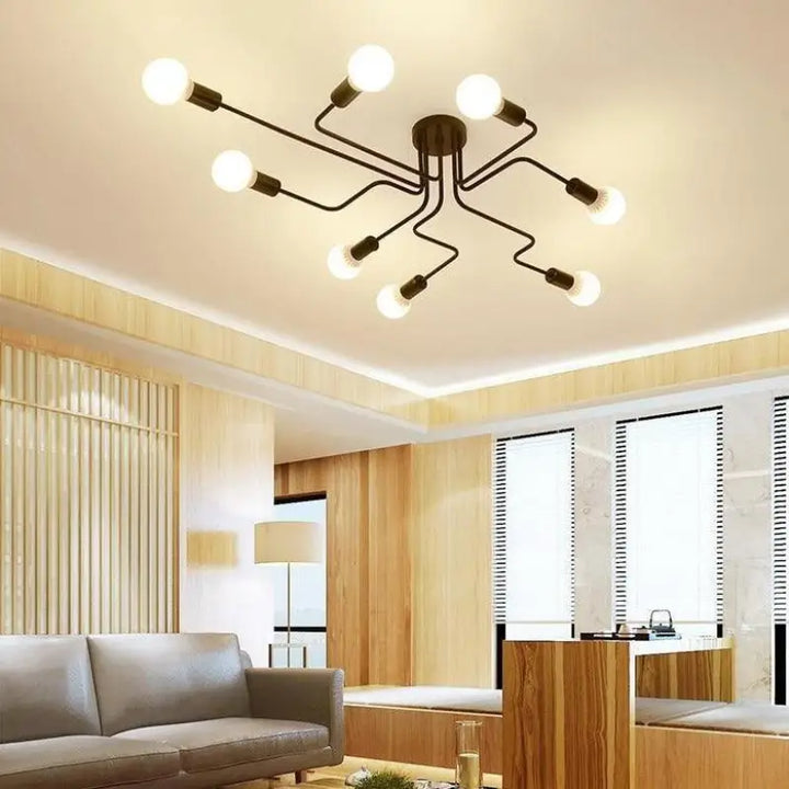 Plafonnier LED Design Noir à Bras Déstructurés