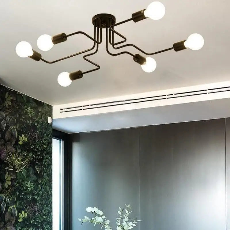 Plafonnier LED Design Noir à Bras Déstructurés