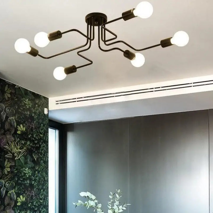 Plafonnier LED Design Noir à Bras Déstructurés