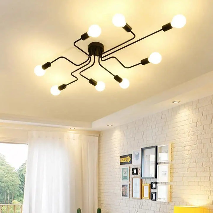 Plafonnier LED Design Noir à Bras Déstructurés