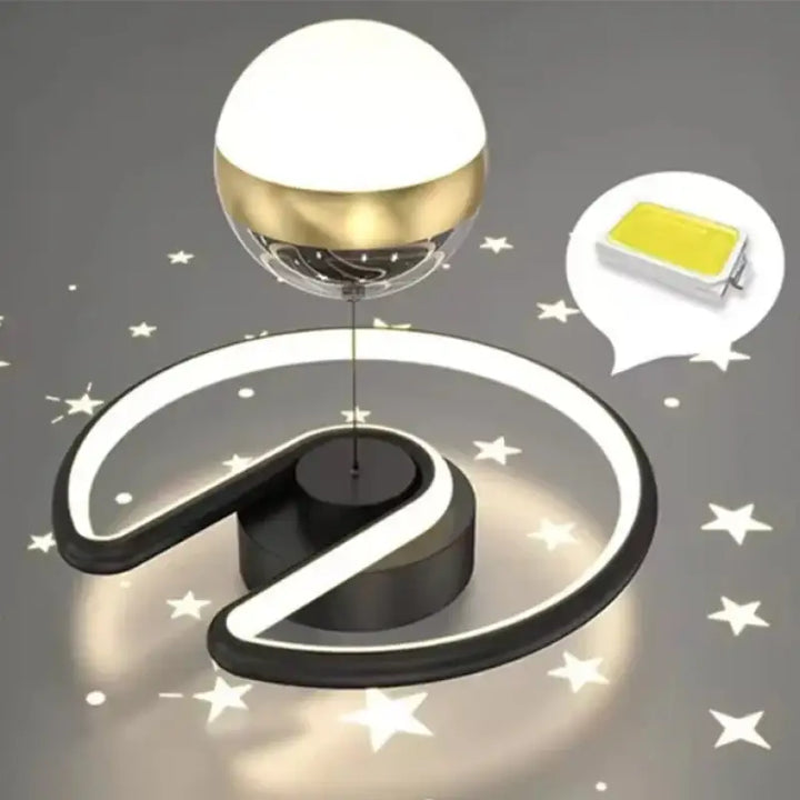 Plafonnier led design moderne noir et doré avec globe
