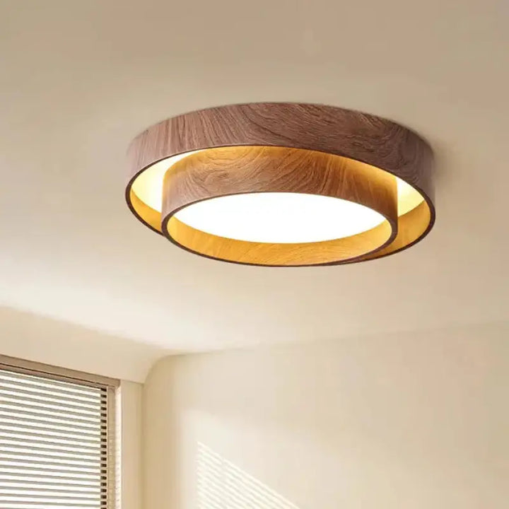 Plafonnier led effet bois naturel style scandinave elegant