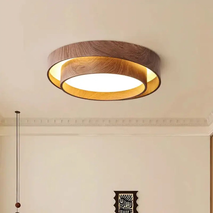 Plafonnier led effet bois naturel style scandinave elegant