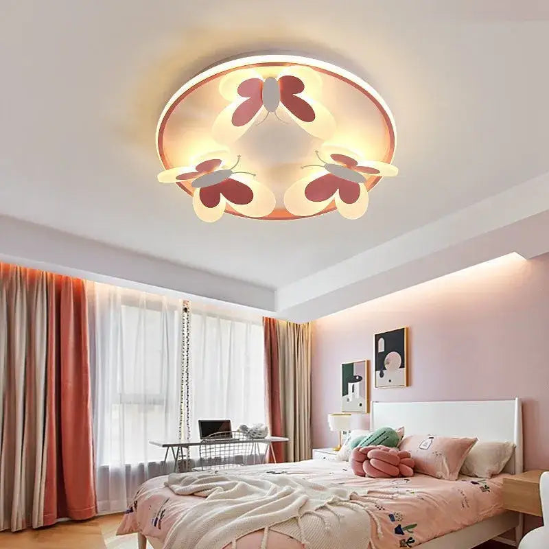 Kids ceiling lamp Butterfly Decorative pink ceiling light Study Children Room Kid Salon Creative Lamps Indoor girl
