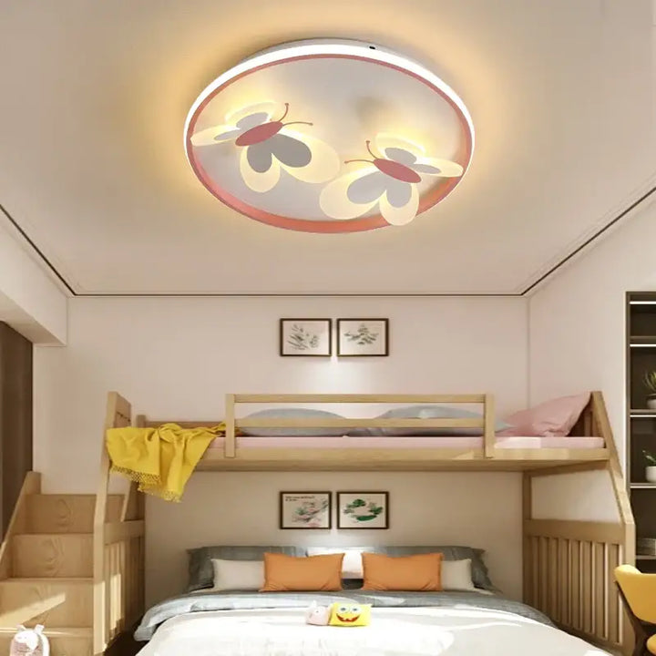 Kids ceiling lamp Butterfly Decorative pink ceiling light Study Children Room Kid Salon Creative Lamps Indoor girl
