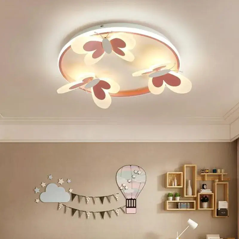 Kids ceiling lamp Butterfly Decorative pink ceiling light Study Children Room Kid Salon Creative Lamps Indoor girl