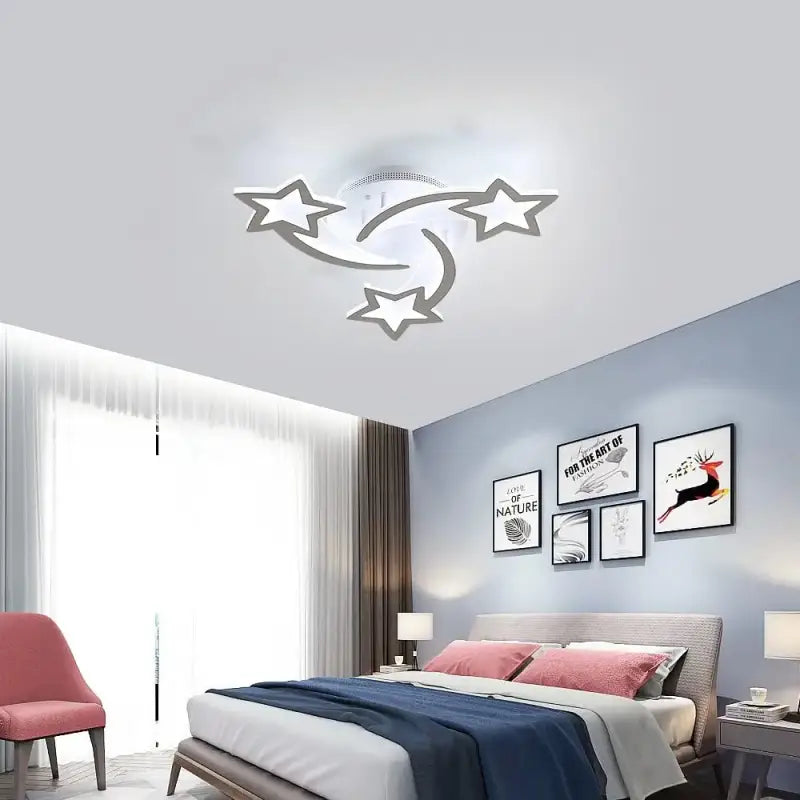 Plafonnier LED en forme d’étoiles entrelacées pour chambre d’enfant

