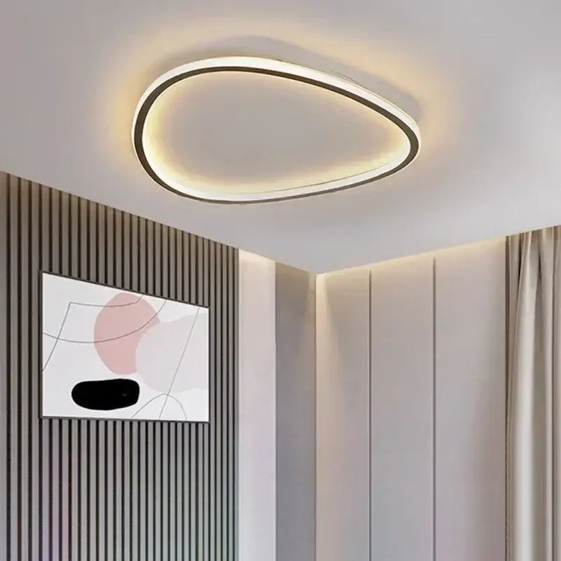 Plafonnier LED à forme organique asymétrique, au style contemporain

