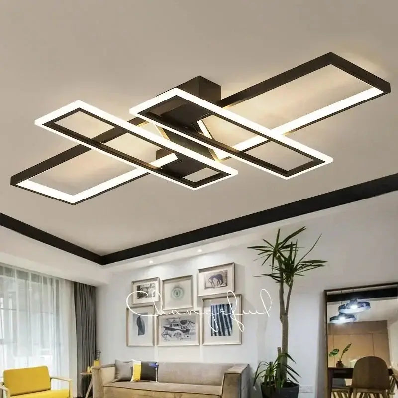 Plafonnier LED géométrique rectangulaire au style moderne minimaliste


