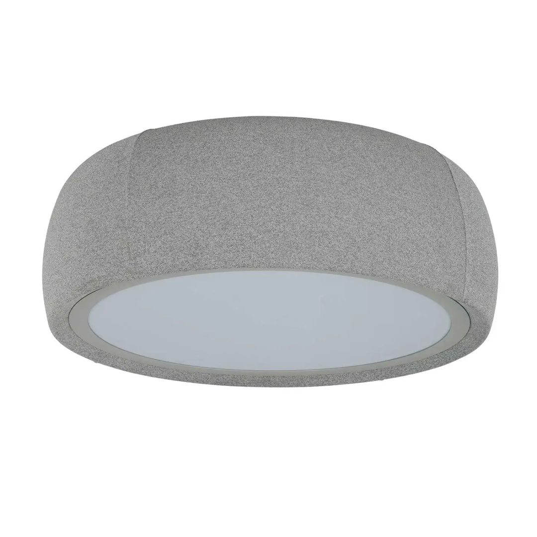 Plafonnier Gong rond en tissu crème #couleur_beige