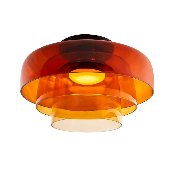 Plafonnier Levels 3 en verre ambré sur base noire #couleur_orange