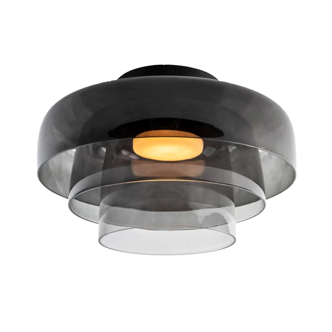 Plafonnier Levels 3 en verre fumé sur base noire #couleur_gris