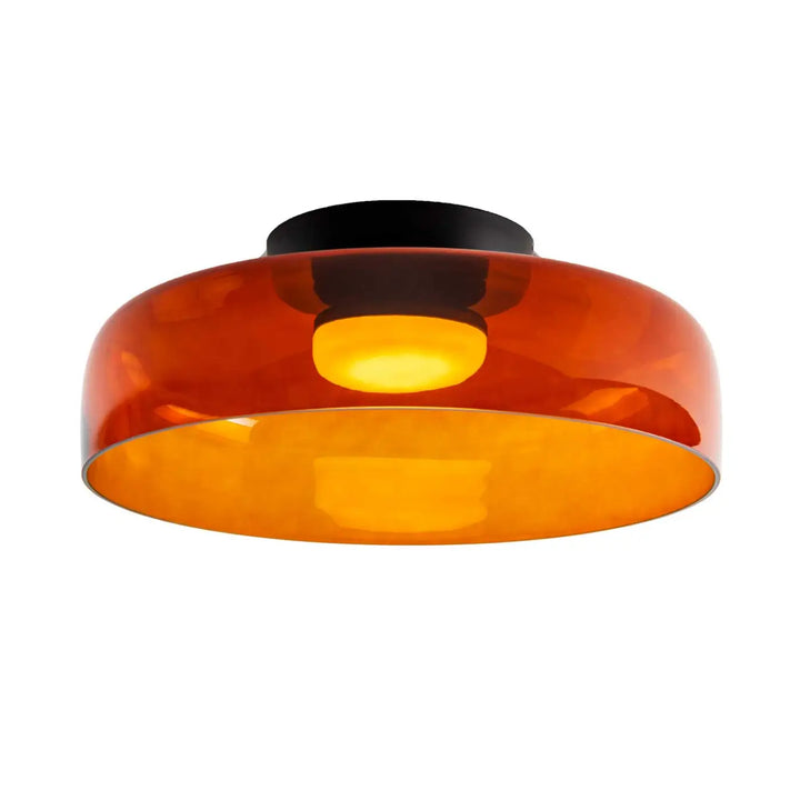 Plafonnier Levels à structure noire et verre ambré #couleur_orange