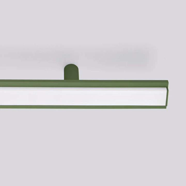 Luminaire plafonnier vert olive 4000k avec panneau blanc éclairé design minimaliste pour plafonniers linéaires trois longueurs ocre rouge