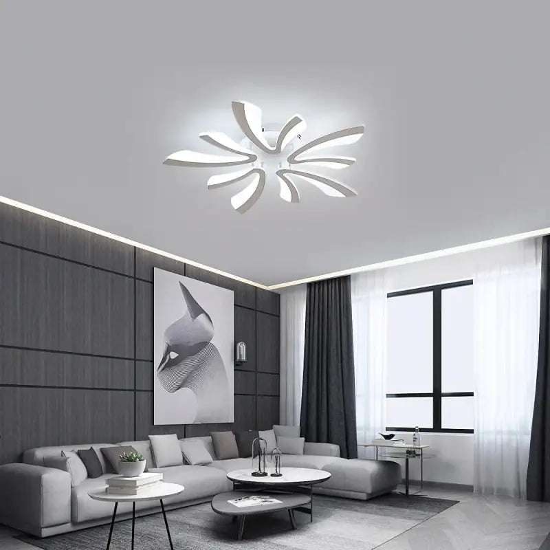 Plafonnier LED moderne design floral blanc sculptural

