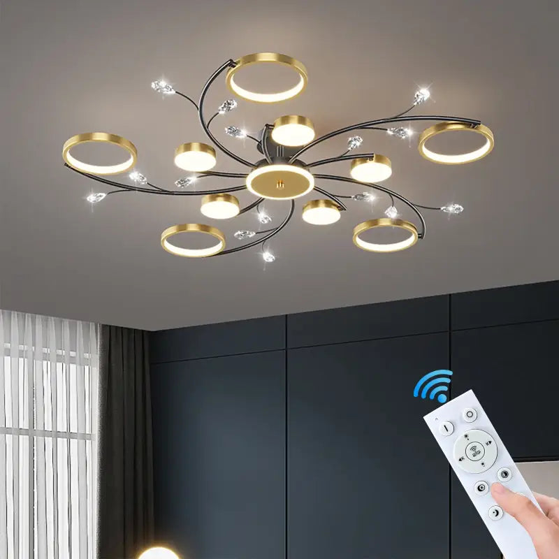 Plafonnier LED moderne design floral pour salon

